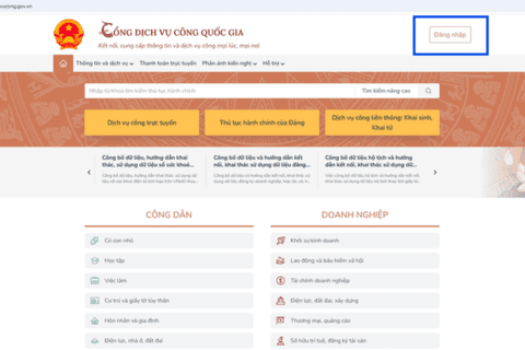 Hướng dẫn nộp hồ sơ trực tuyến thủ tục "Đăng ký lại Kết hôn" trên Cổng Dịch vụ công quốc gia